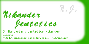 nikander jentetics business card